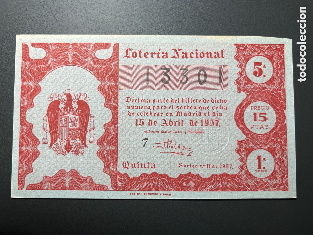 Loter&iacute;a Nacional: Loteria A&ntilde;o 1957 Sorteo 11