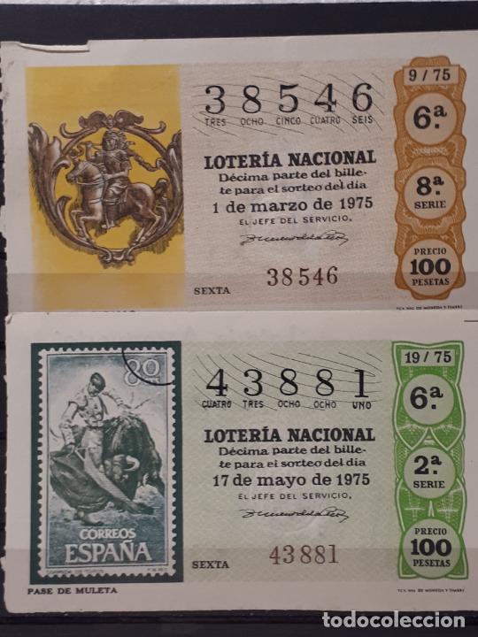 Lotaria Nacional: 2 Decimos de loteria. 1975.