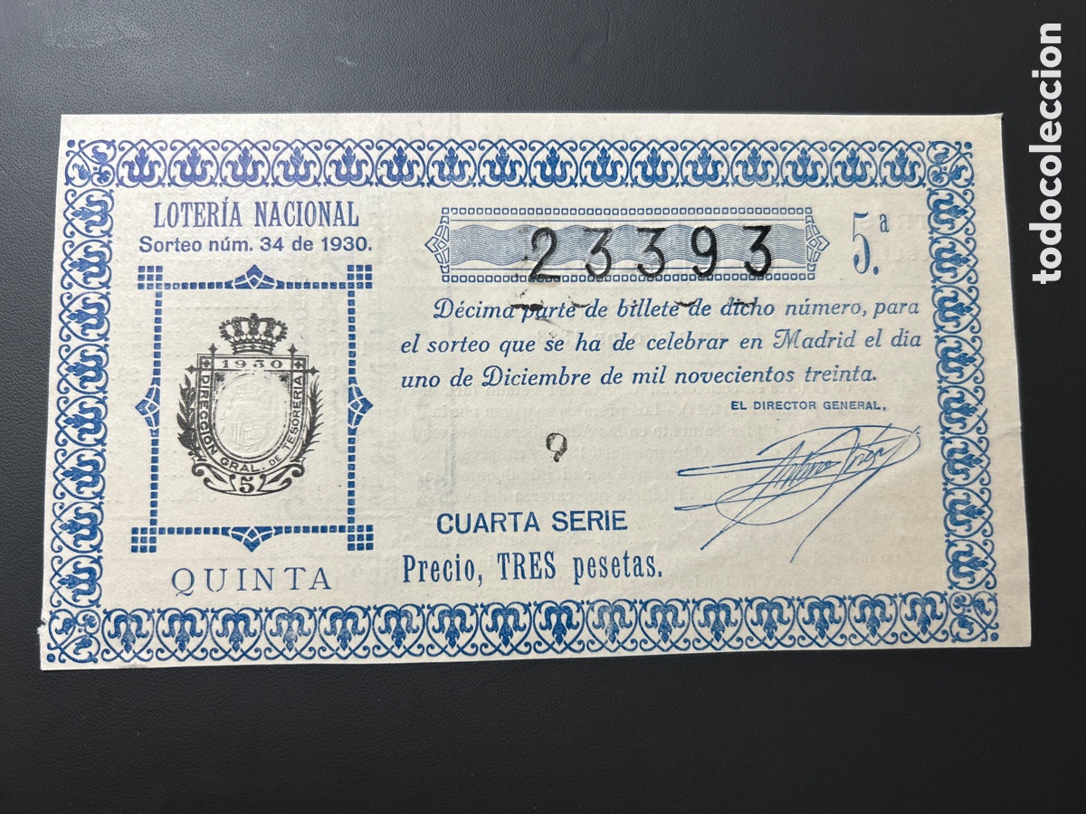 Loterie Nationale: Loteria A&ntilde;o 1930 sorteo 34