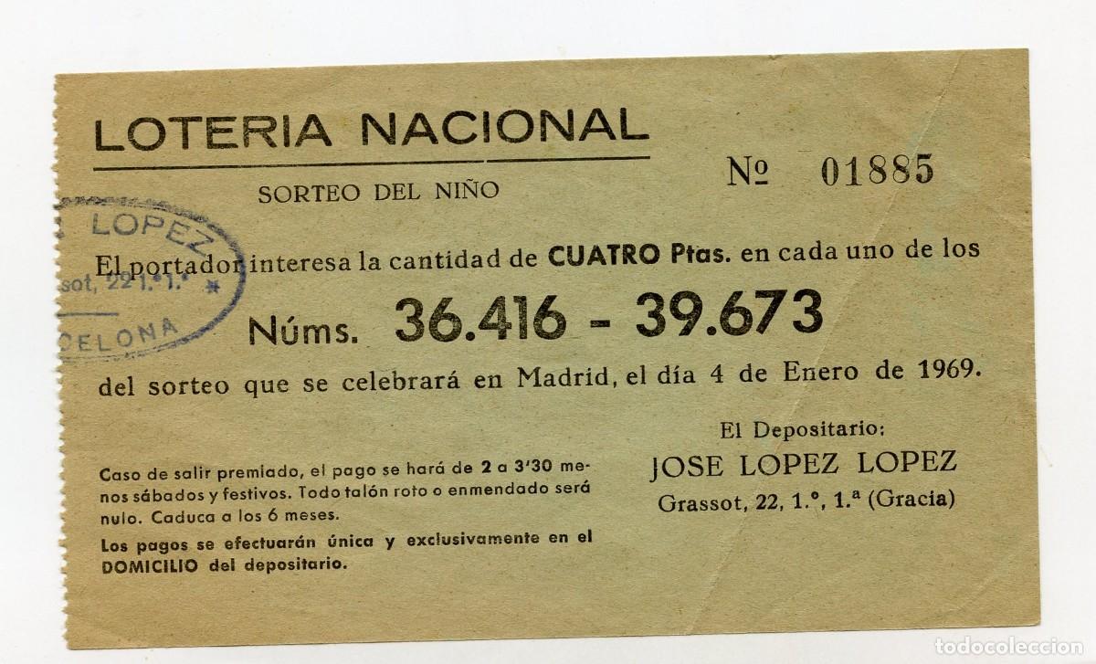 Loter&iacute;a nacional: Participaci&oacute;n de loter&iacute;a Sorteo del Ni&ntilde;o 4 enero 1969