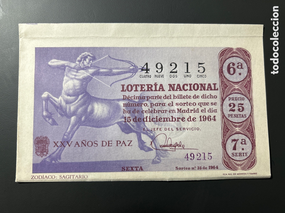 Nationale spanische Lotterie: Loteria A&ntilde;o 1964 Sorteo 35