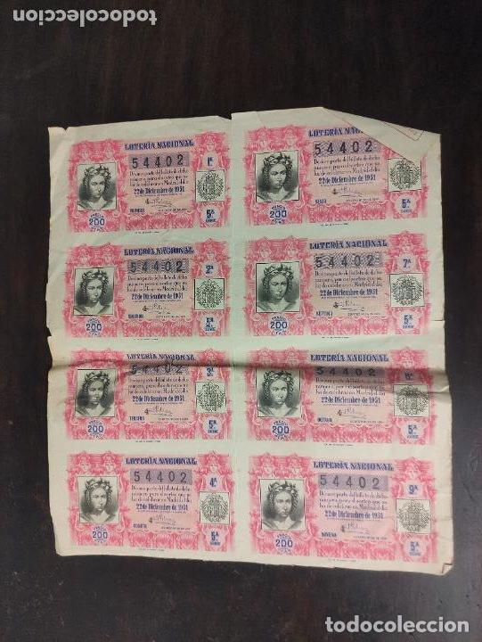 Loter&iacute;a Nacional: 8 decimos loteria nacional 22 dicimebre de 1951 - serie 5&ordf; sorteo n&ordm; 36