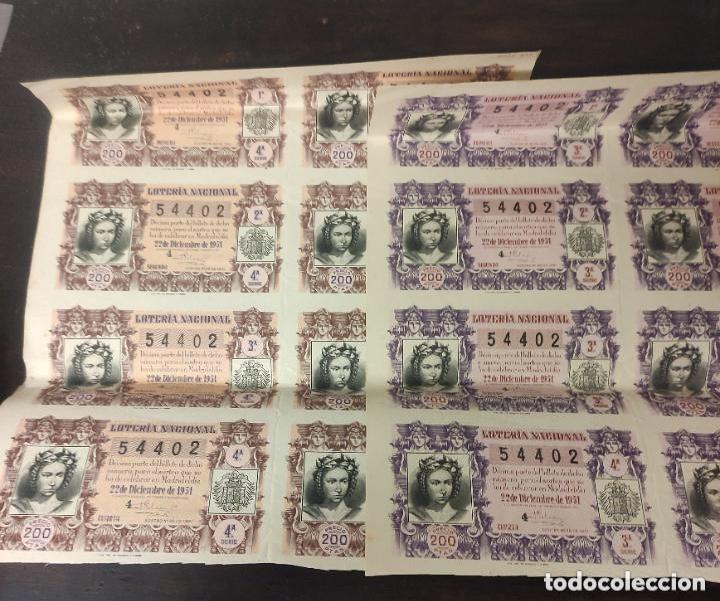 Loter&iacute;a Nacional: 16 decimos de loteria nacional 22 diciembre de 1951 - 3&ordf; y 4&ordf; serie sorteo n&ordm; 36