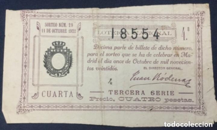 Loter&iacute;a Nacional: LOTERIA NACIONAL - 1922 SORTEO 29