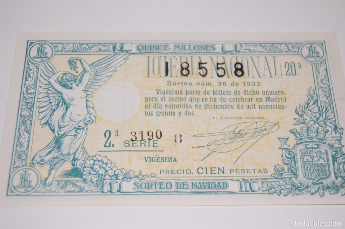 Loter&iacute;a nacional: DECIMO DE LOTERIA DE NAVIDAD 1932- SIN DOBLECES NI ROTURAS - PERFECTO ESTADO DE CONSERVACION