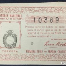 Lotería Nacional: LOTERIA NACIONAL - 1924 SORTEO 11. Lote 387215419