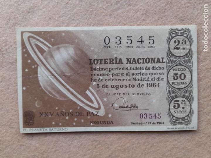 Loter&iacute;a nacional: D&eacute;cimo. Sorteo n&ordm; 22 de 1964. - Foto 1
