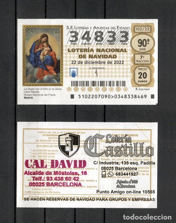 Loter&iacute;a nacional: D&eacute;cimo Loteria Nacional - Navidad A&ntilde;o 2022 - La Virgen con el Ni&ntilde;o en la Gloria - Carlo Maratti