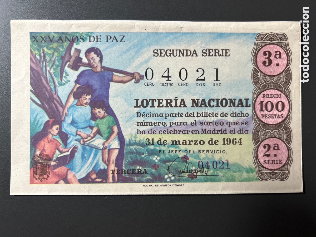 Loterie Nationale: Loteria A&ntilde;o 1964 Sorteo 31 Marzo Serie 2