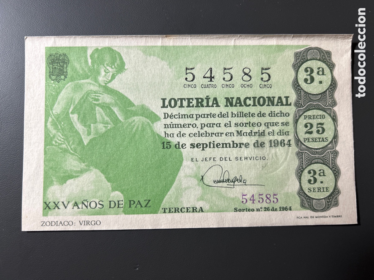 Nationale spanische Lotterie: Loteria A&ntilde;o 1964 Sorteo 26 Serie 3