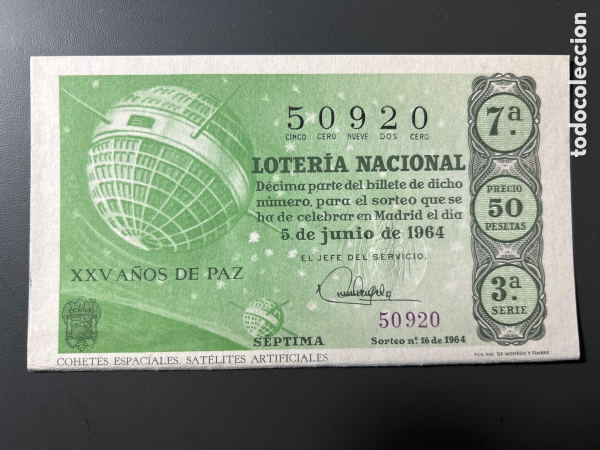 Nationale spanische Lotterie: Loteria A&ntilde;o 1964 Sorteo 16