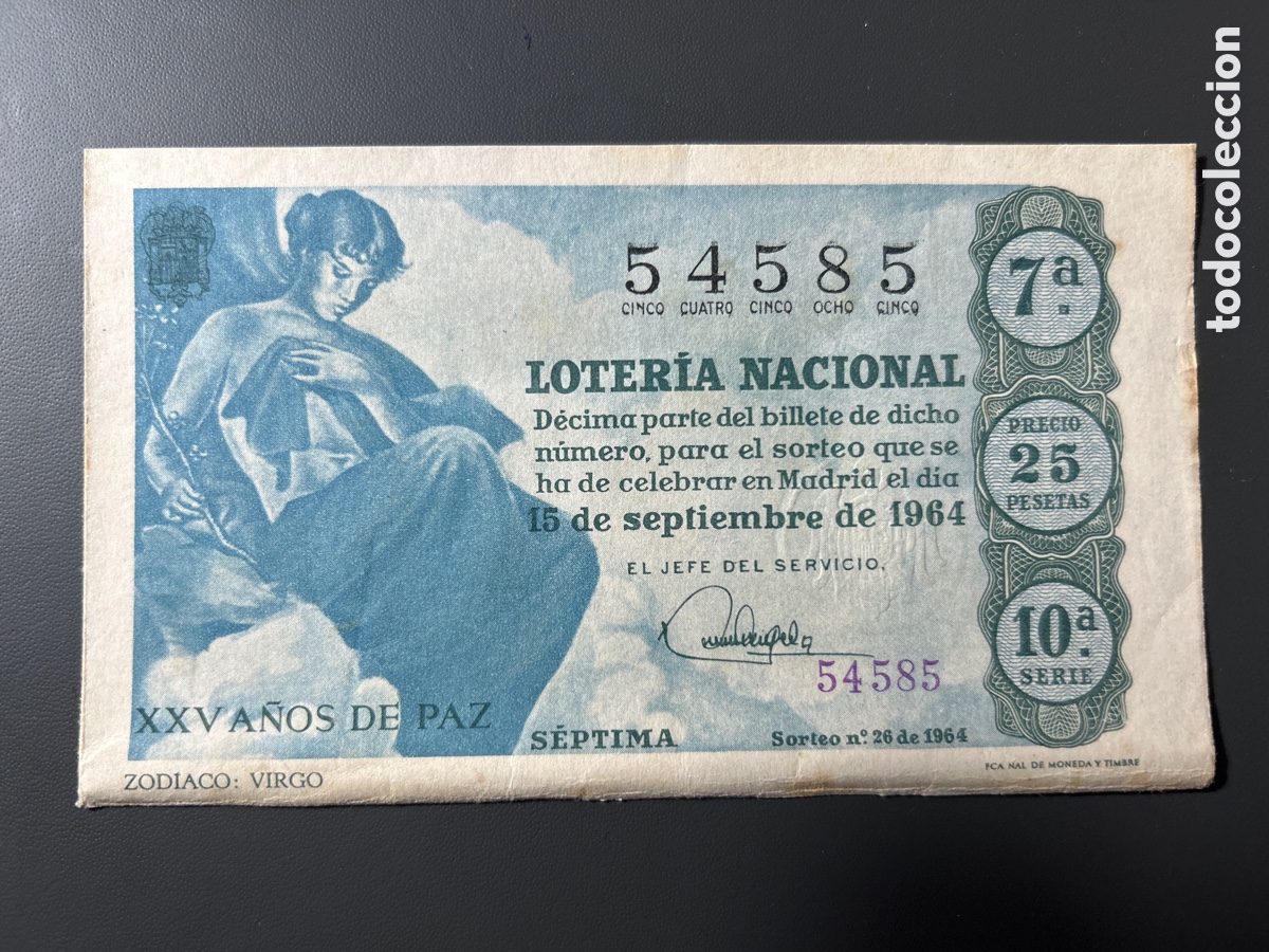 Loter&iacute;a Nacional: Loteria A&ntilde;o 1964 Sorteo 26