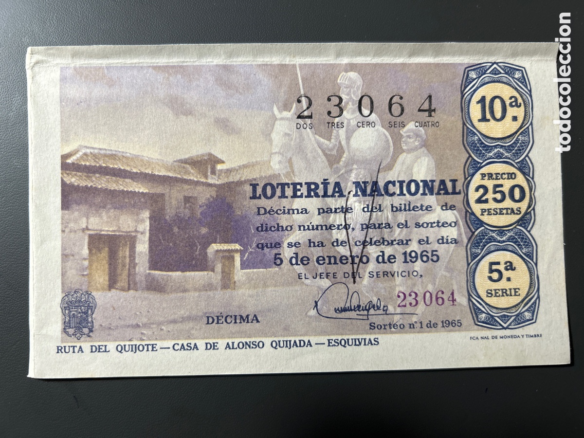 Nationale spanische Lotterie: Loteria A&ntilde;o 1965 Sorteo 1