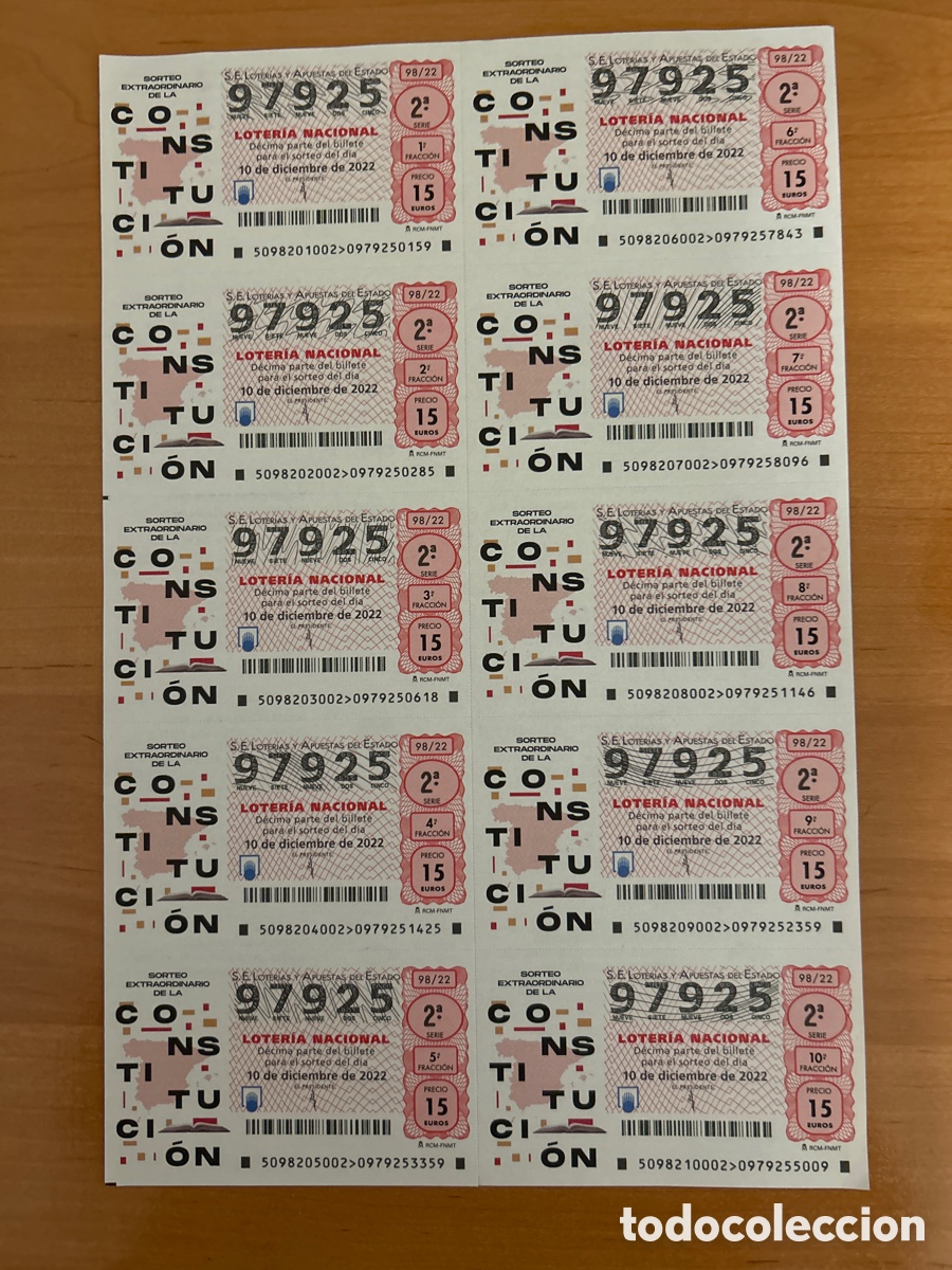 National Spanish Lottery: Loteria A&ntilde;o 2022 Sorteo 98 Billete completo