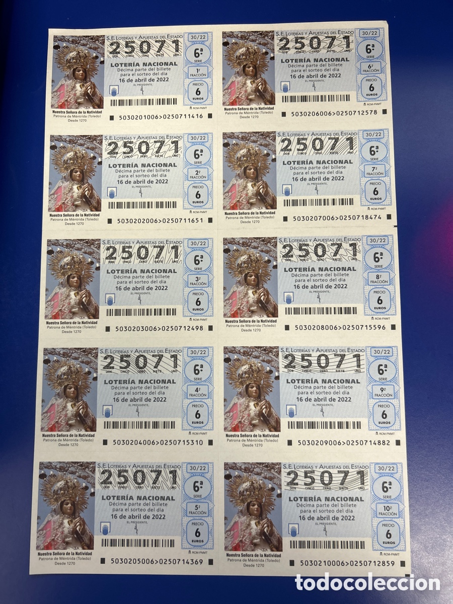 National Spanish Lottery: Loteria A&ntilde;o 2022 Sorteo 30 Billete completo