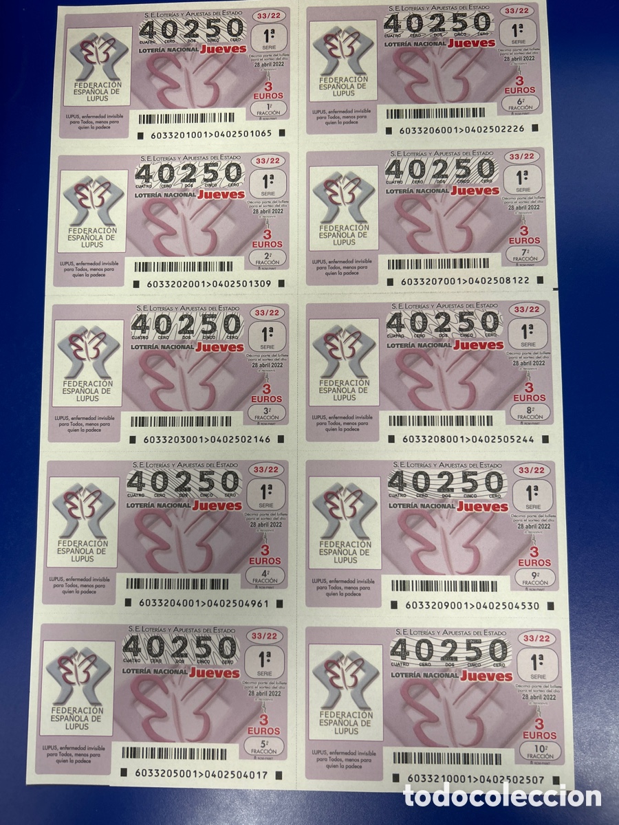 National Spanish Lottery: Loteria A&ntilde;o 2022 Sorteo 33 Billete completo