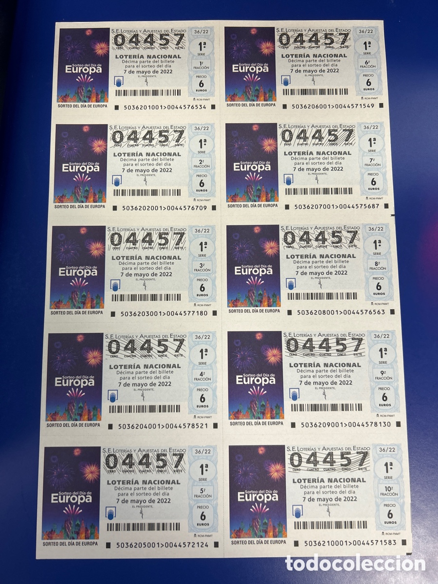 National Spanish Lottery: Loteria A&ntilde;o 2022 Sorteo 36 Billete completo