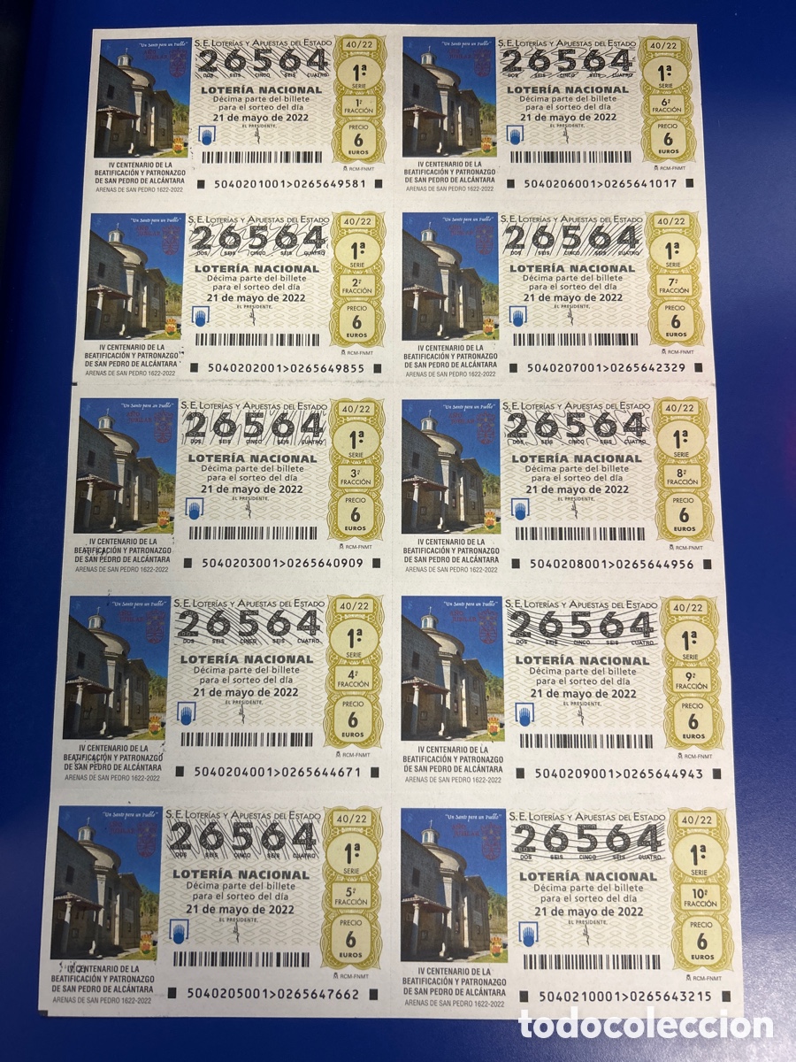 National Spanish Lottery: Loteria A&ntilde;o 2022 Sorteo 40 Billete completo