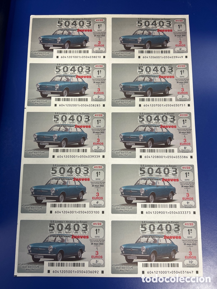 National Spanish Lottery: Loteria A&ntilde;o 2022 Sorteo 41 Billete completo
