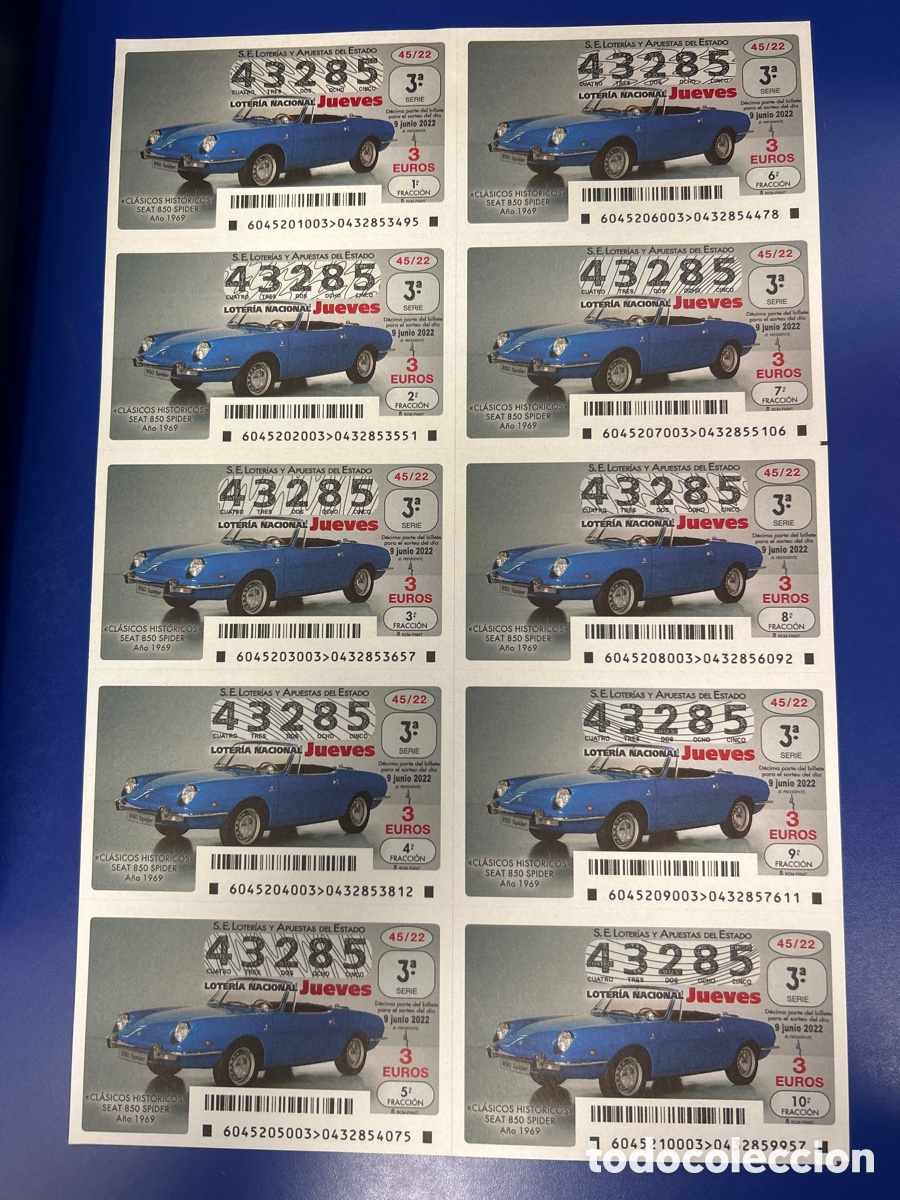 National Spanish Lottery: Loteria A&ntilde;o 2022 Sorteo 45 Billete completo