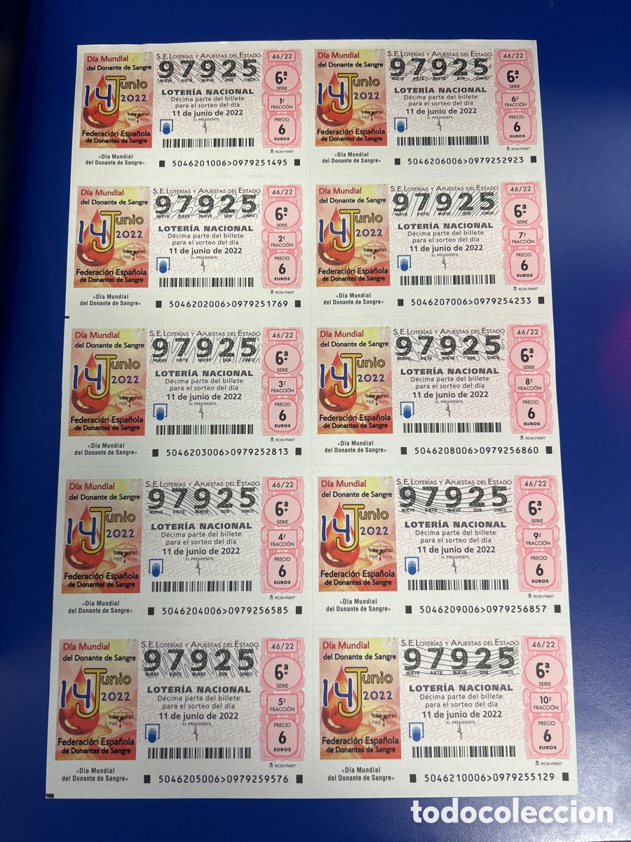 National Spanish Lottery: Loteria A&ntilde;o 2022 Sorteo 46 Billete completo