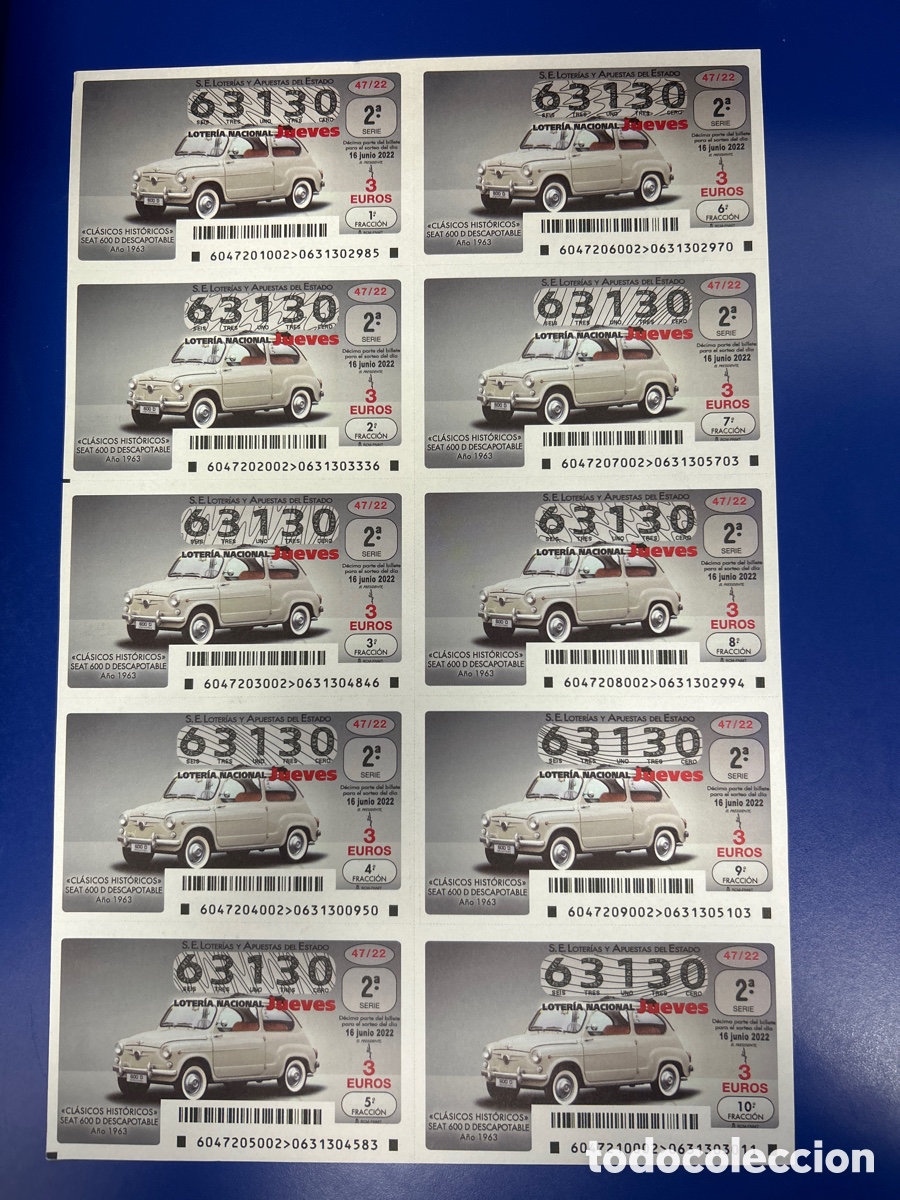 National Spanish Lottery: Loteria A&ntilde;o 2022 Sorteo 47 Billete completo
