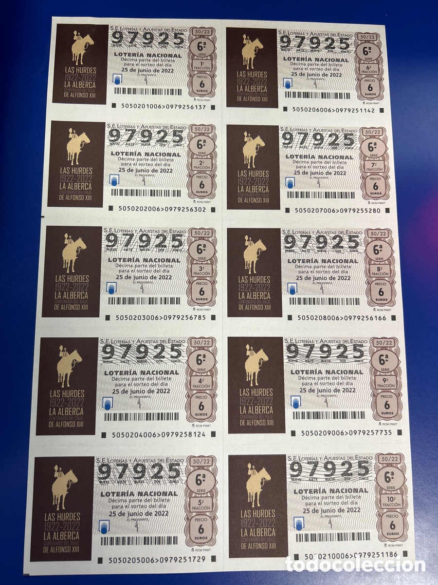National Spanish Lottery: Loteria A&ntilde;o 2022 Sorteo 50 Billete completo
