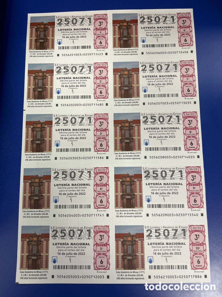 National Spanish Lottery: Loteria A&ntilde;o 2022 Sorteo 56 Billete completo