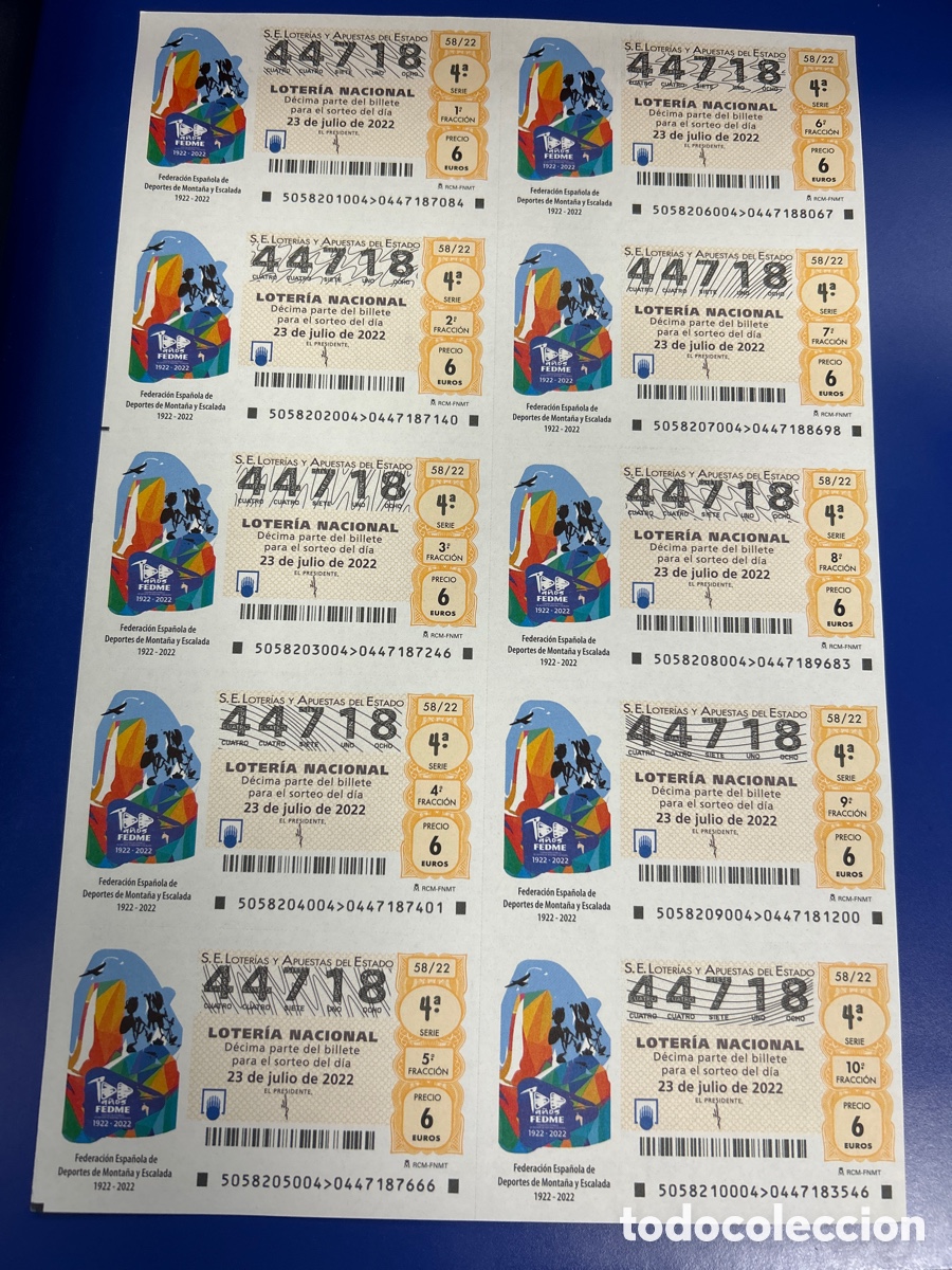 National Spanish Lottery: Loteria A&ntilde;o 2022 Sorteo 58 Billete completo