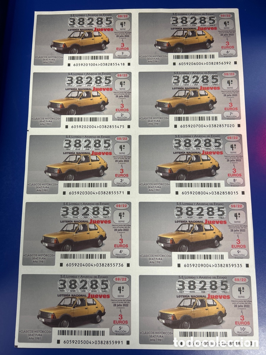 National Spanish Lottery: Loteria A&ntilde;o 2022 Sorteo 59 Billete completo