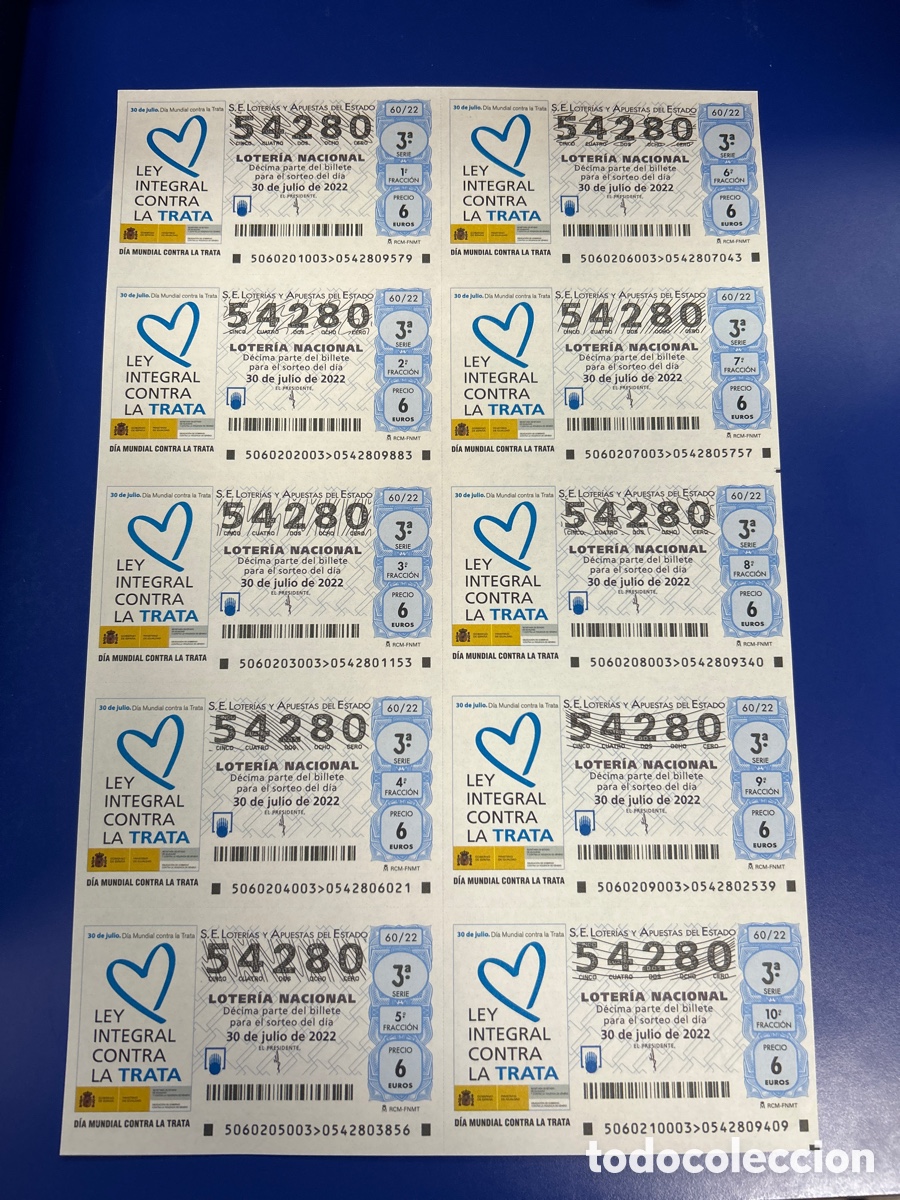 National Spanish Lottery: Loteria A&ntilde;o 2022 Sorteo 60 Billete completo