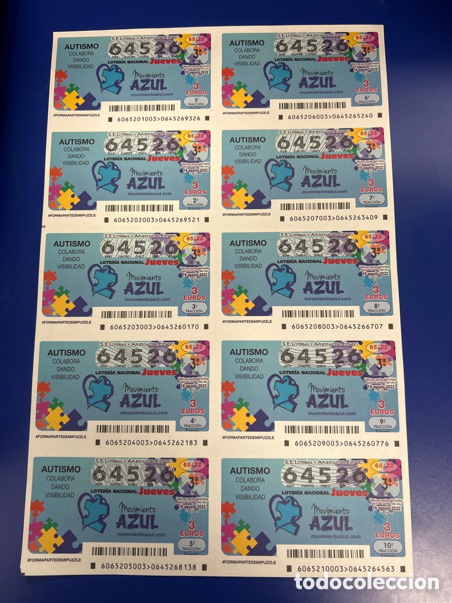 National Spanish Lottery: Loteria A&ntilde;o 2022 Sorteo 65 Billete completo