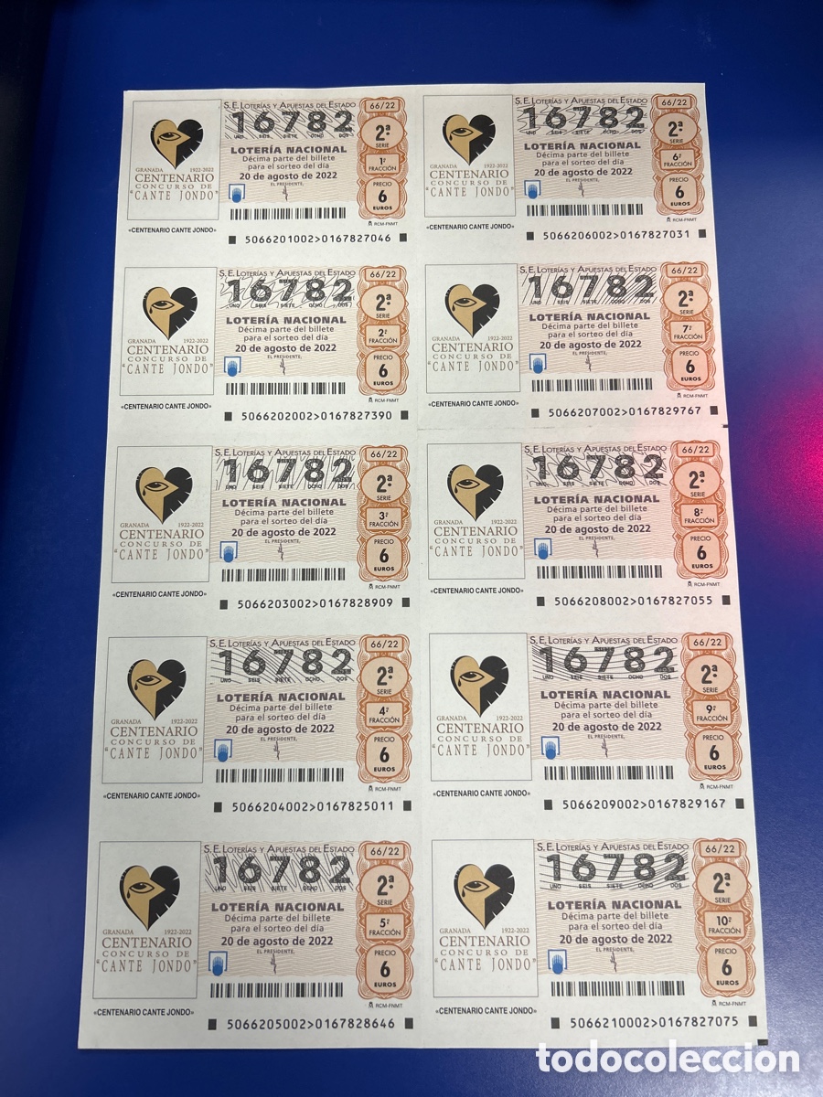National Spanish Lottery: Loteria A&ntilde;o 2022 Sorteo 66 Billete completo