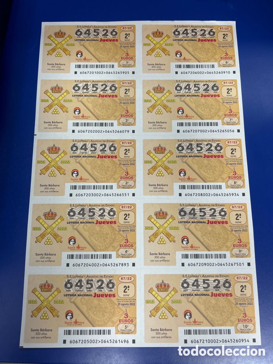 National Spanish Lottery: Loteria A&ntilde;o 2022 Sorteo 67 Billete completo