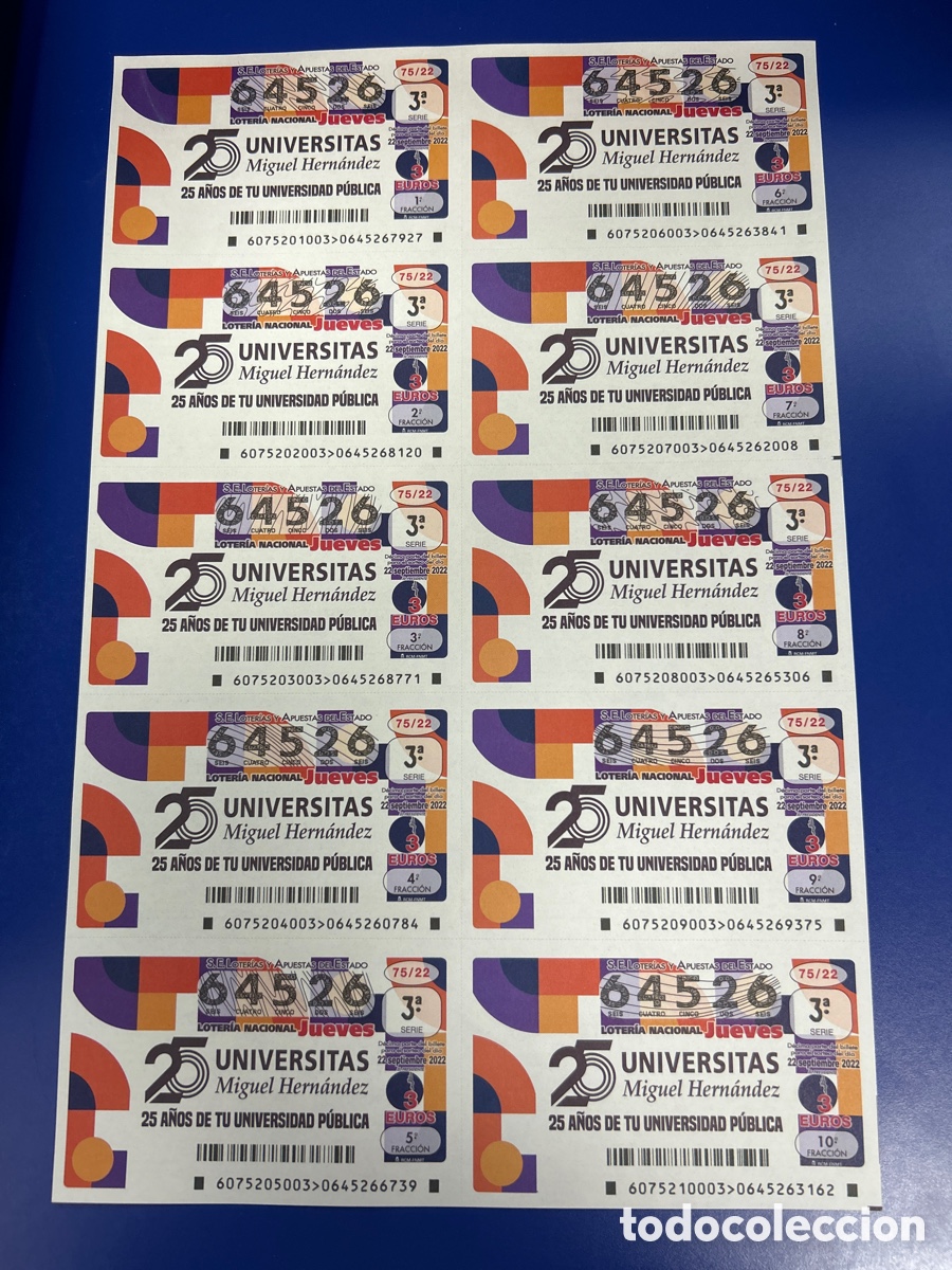 National Spanish Lottery: Loteria A&ntilde;o 2022 Sorteo 75 Billete completo