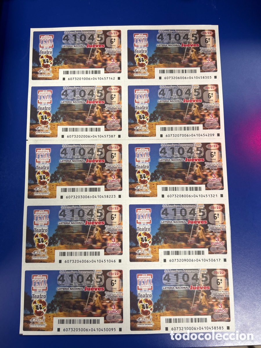 National Spanish Lottery: Loteria A&ntilde;o 2022 Sorteo 73 Billete completo