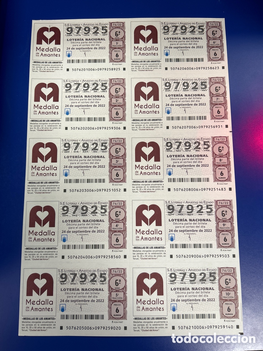 National Spanish Lottery: Loteria A&ntilde;o 2022 Sorteo 76 Billete completo