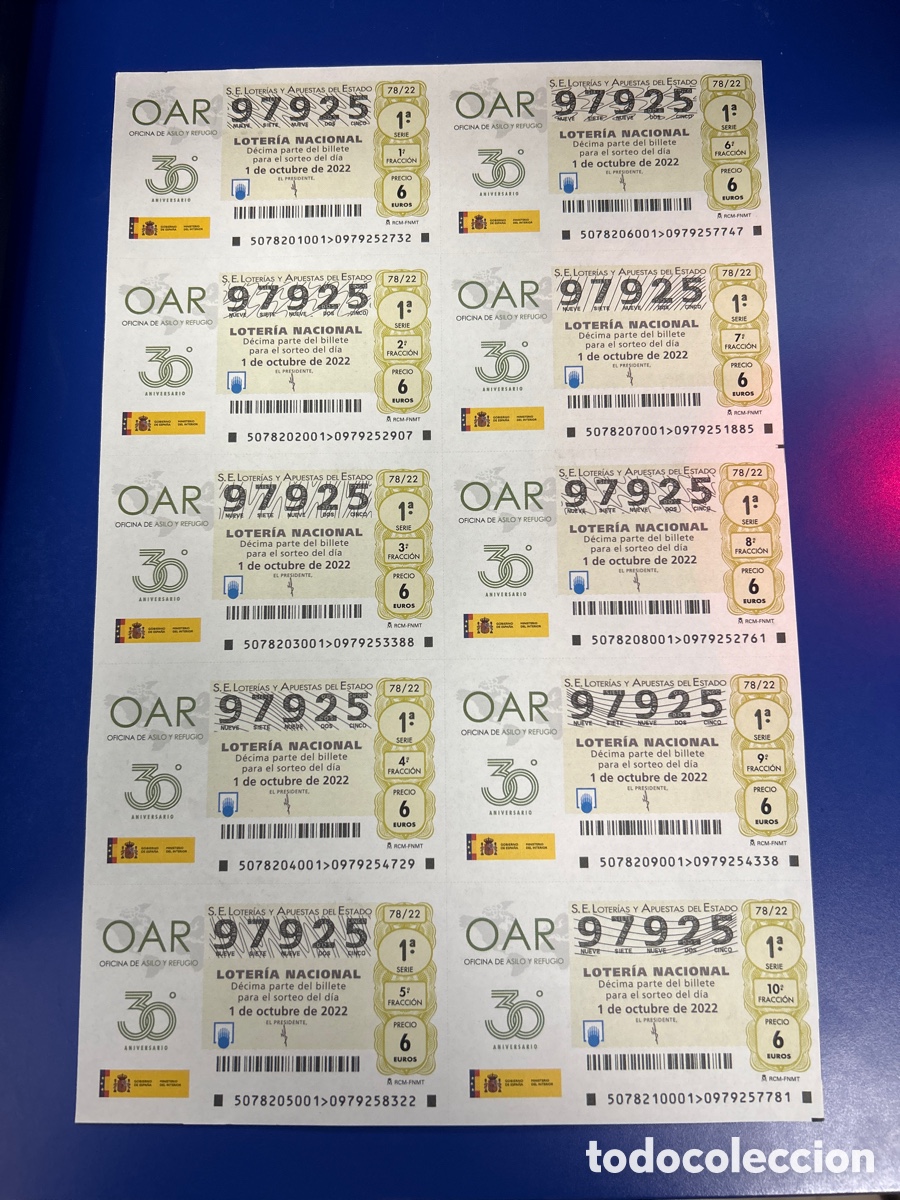 National Spanish Lottery: Loteria A&ntilde;o 2022 Sorteo 78 Billete completo