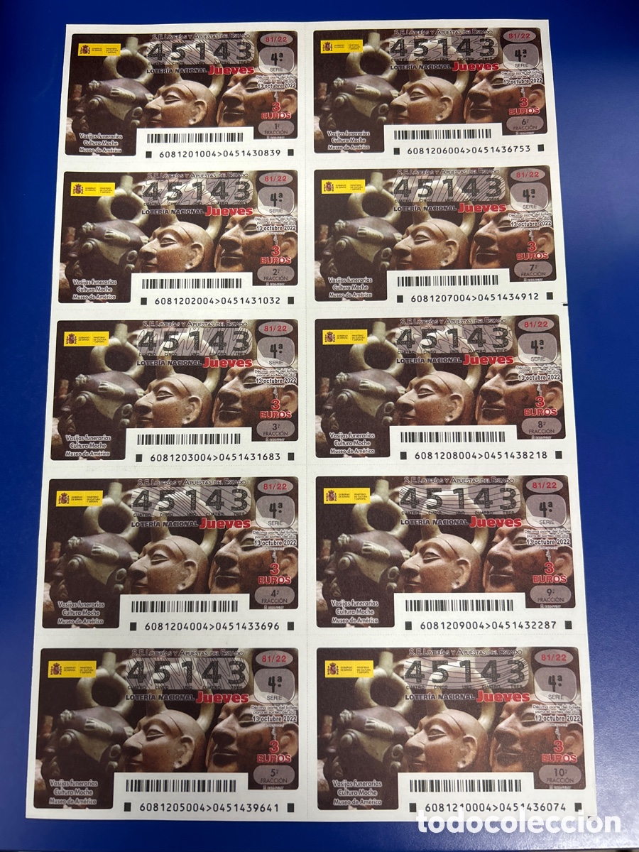 National Spanish Lottery: Loteria A&ntilde;o 2022 Sorteo 81 Billete completo