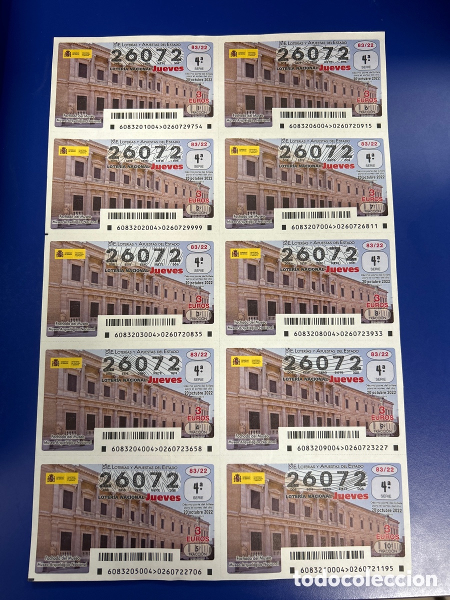 National Spanish Lottery: Loteria A&ntilde;o 2022 Sorteo 83 Billete completo