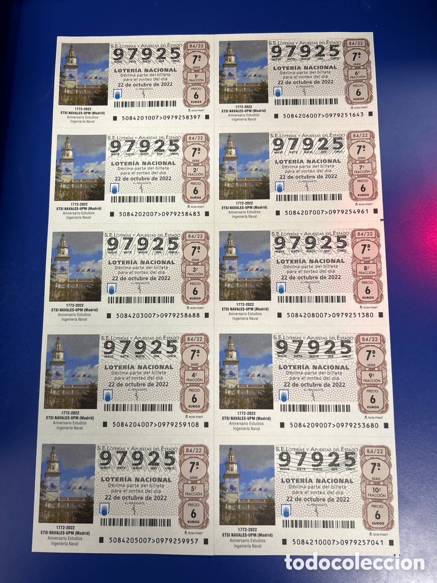 National Spanish Lottery: Loteria A&ntilde;o 2022 Sorteo 84 Billete completo
