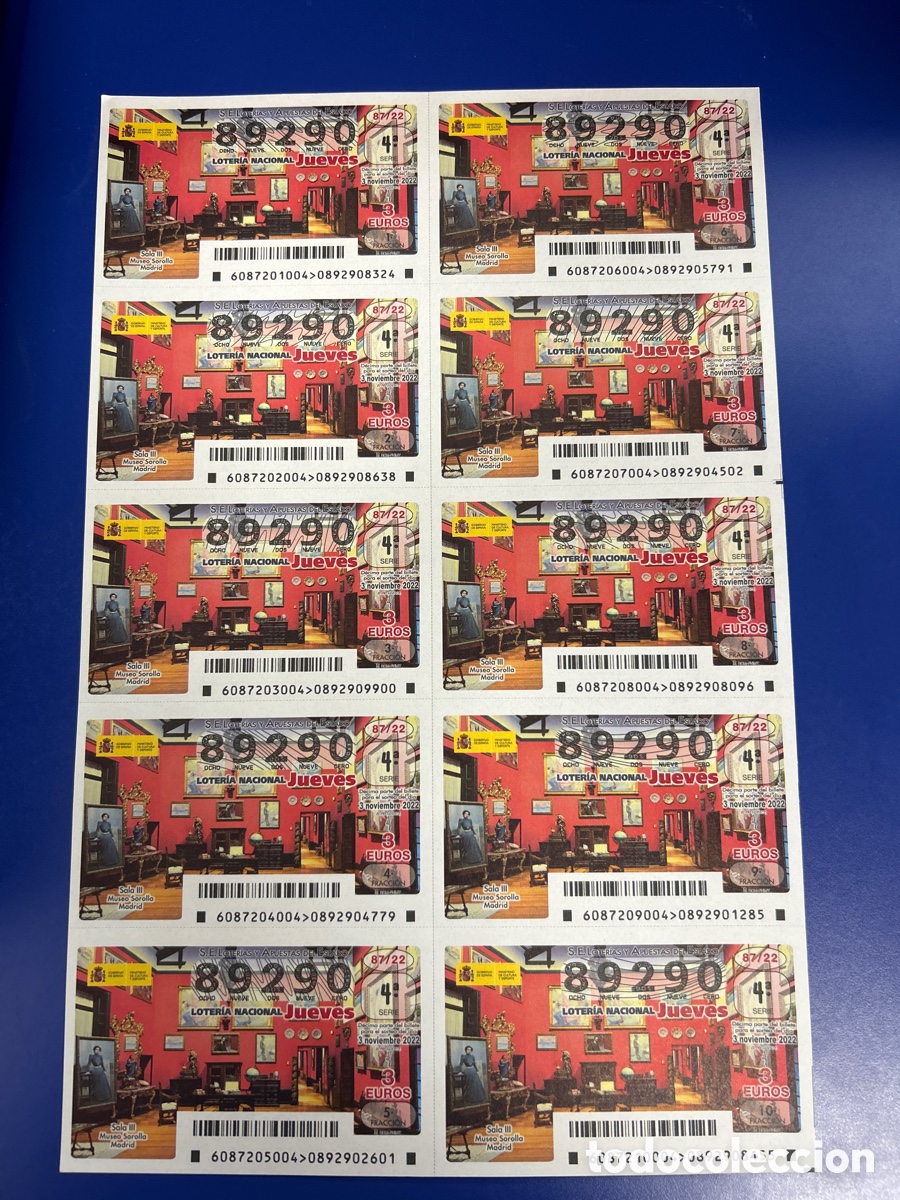 National Spanish Lottery: Loteria A&ntilde;o 2022 Sorteo 87 Billete completo