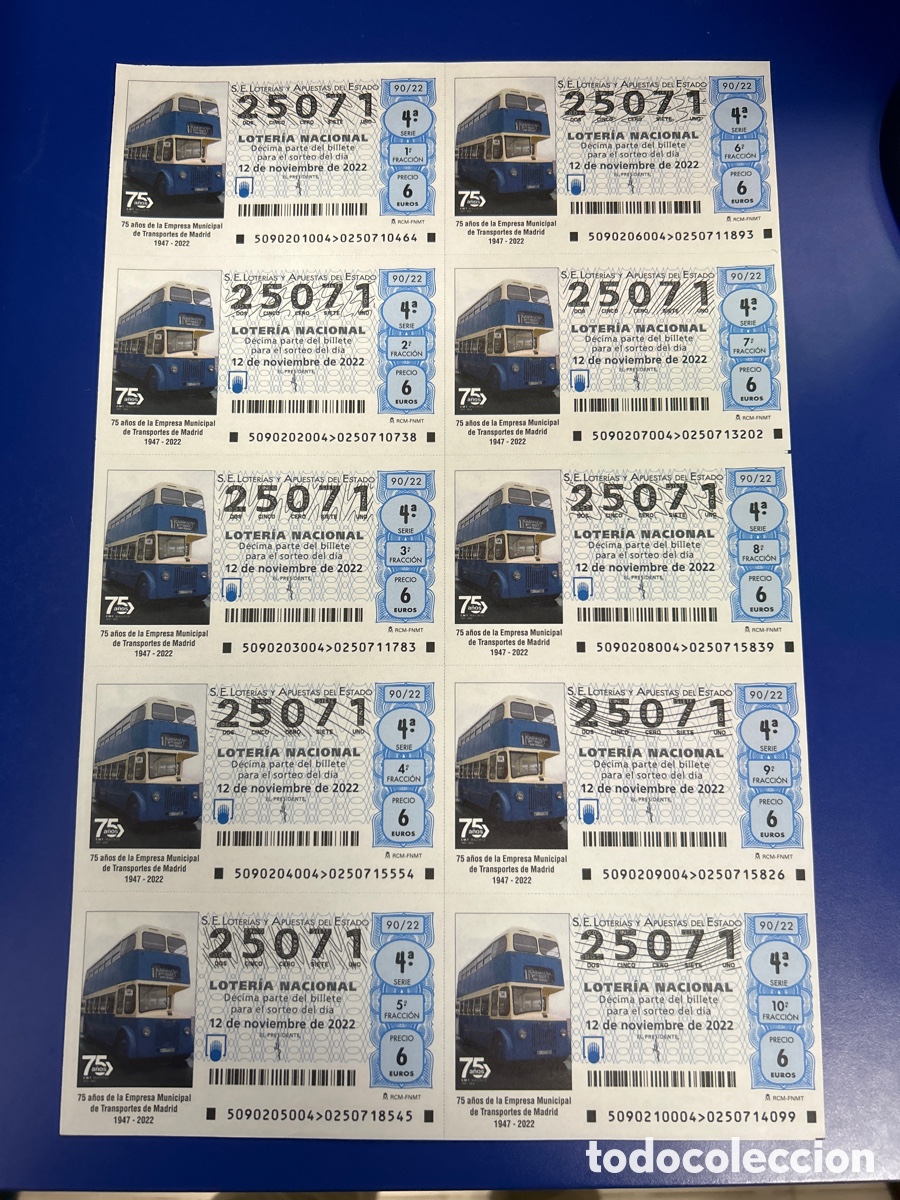 National Spanish Lottery: Loteria A&ntilde;o 2022 Sorteo 90 Billete completo
