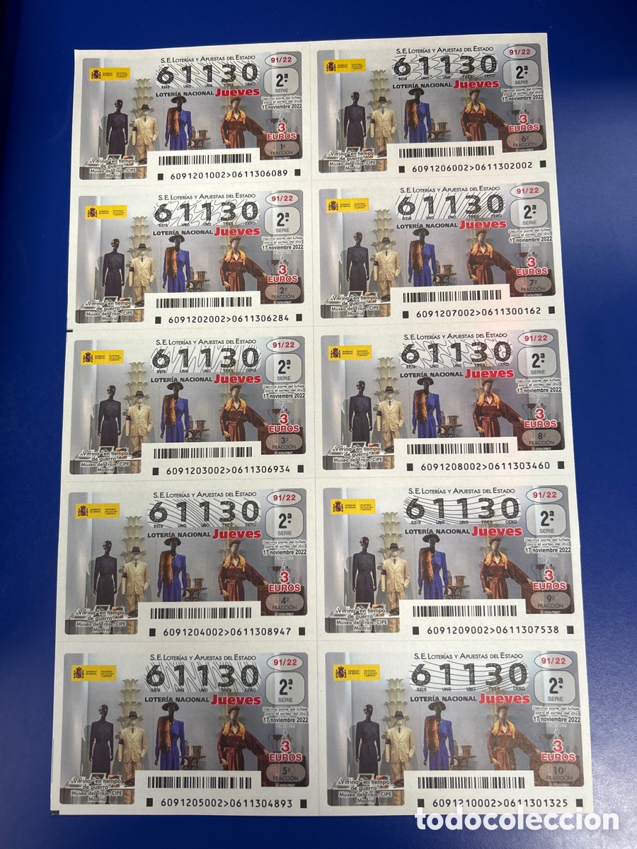 National Spanish Lottery: Loteria A&ntilde;o 2022 Sorteo 91 Billete completo