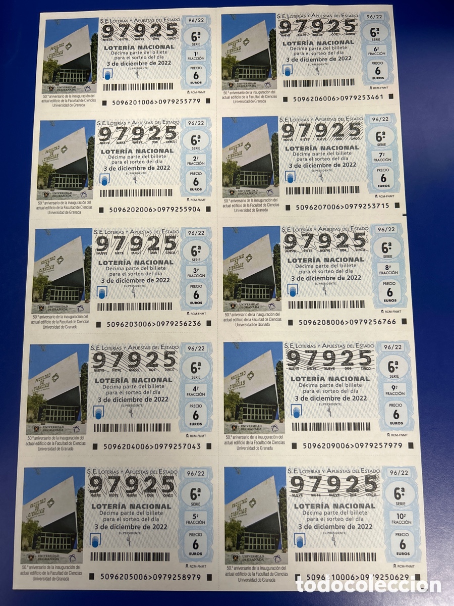 National Spanish Lottery: Loteria A&ntilde;o 2022 Sorteo 96 Billete completo