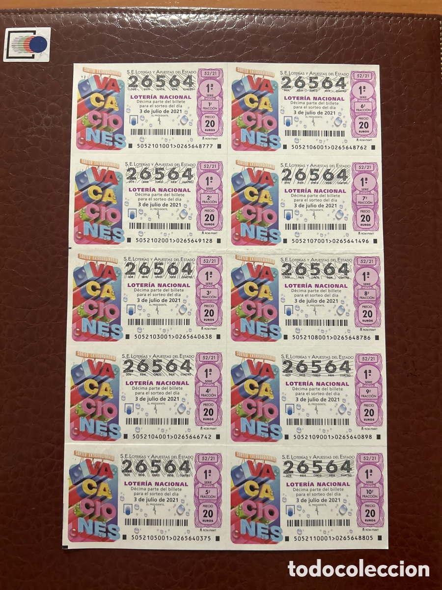 Nationale spanische Lotterie: Loteria A&ntilde;o 2021 Sorteo 52 Billete completo