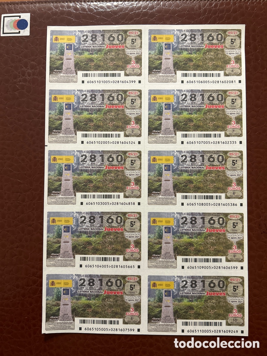 Loterie Nationale: Loteria A&ntilde;o 2021 Sorteo 65 Billete completo