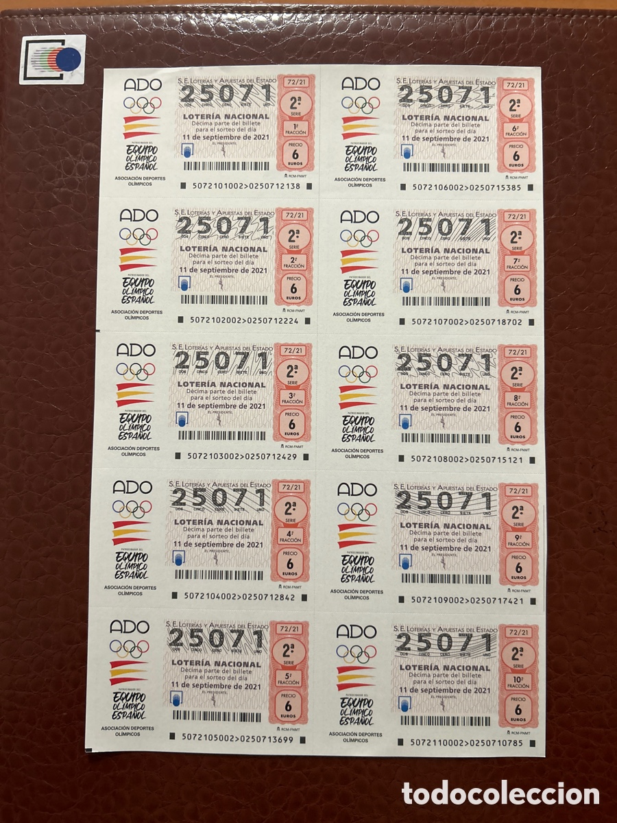 Nationale spanische Lotterie: Loteria A&ntilde;o 2021 Sorteo 72 Billete completo