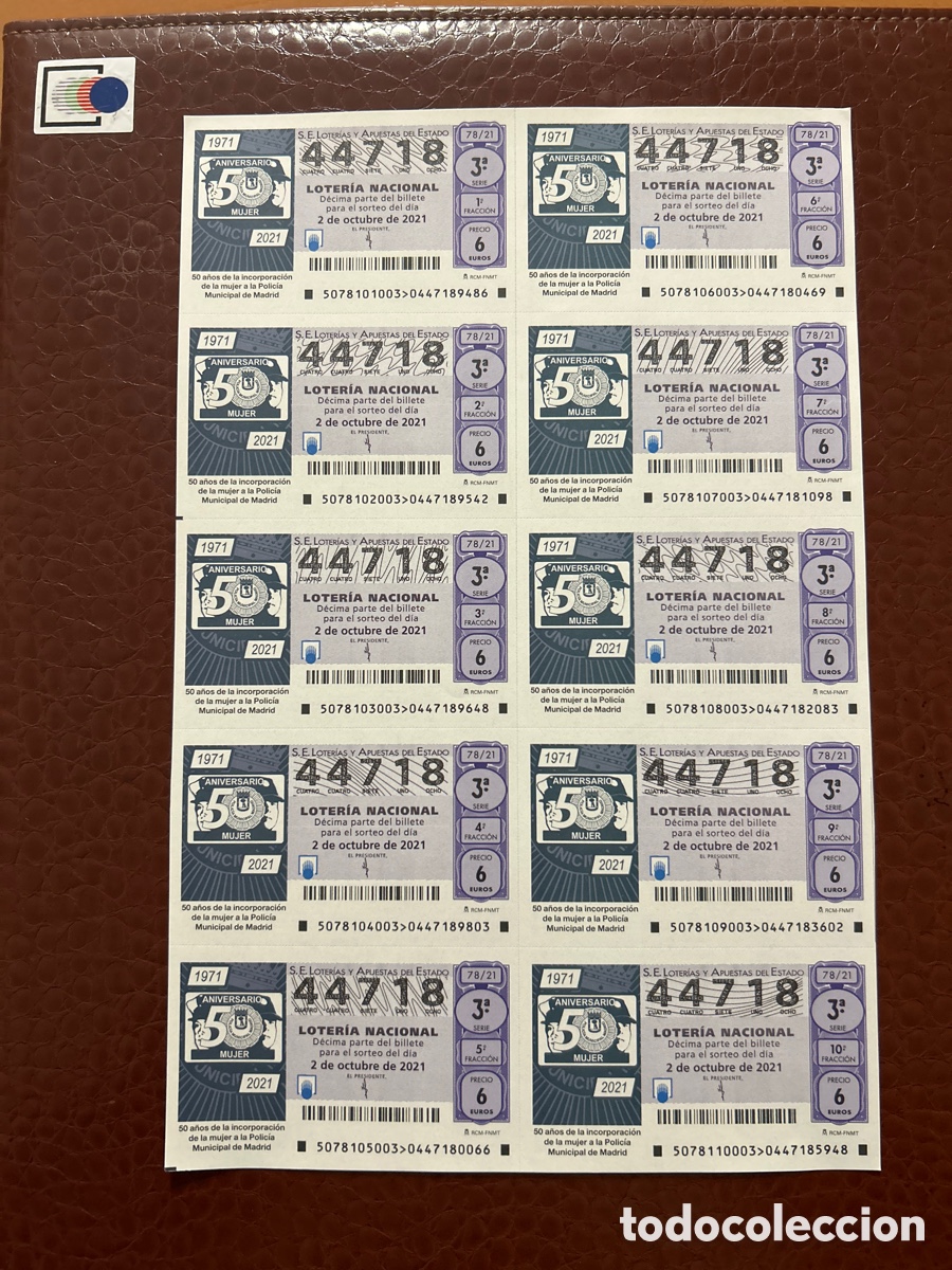 Nationale spanische Lotterie: Loteria A&ntilde;o 2021 Sorteo 78 Billete completo