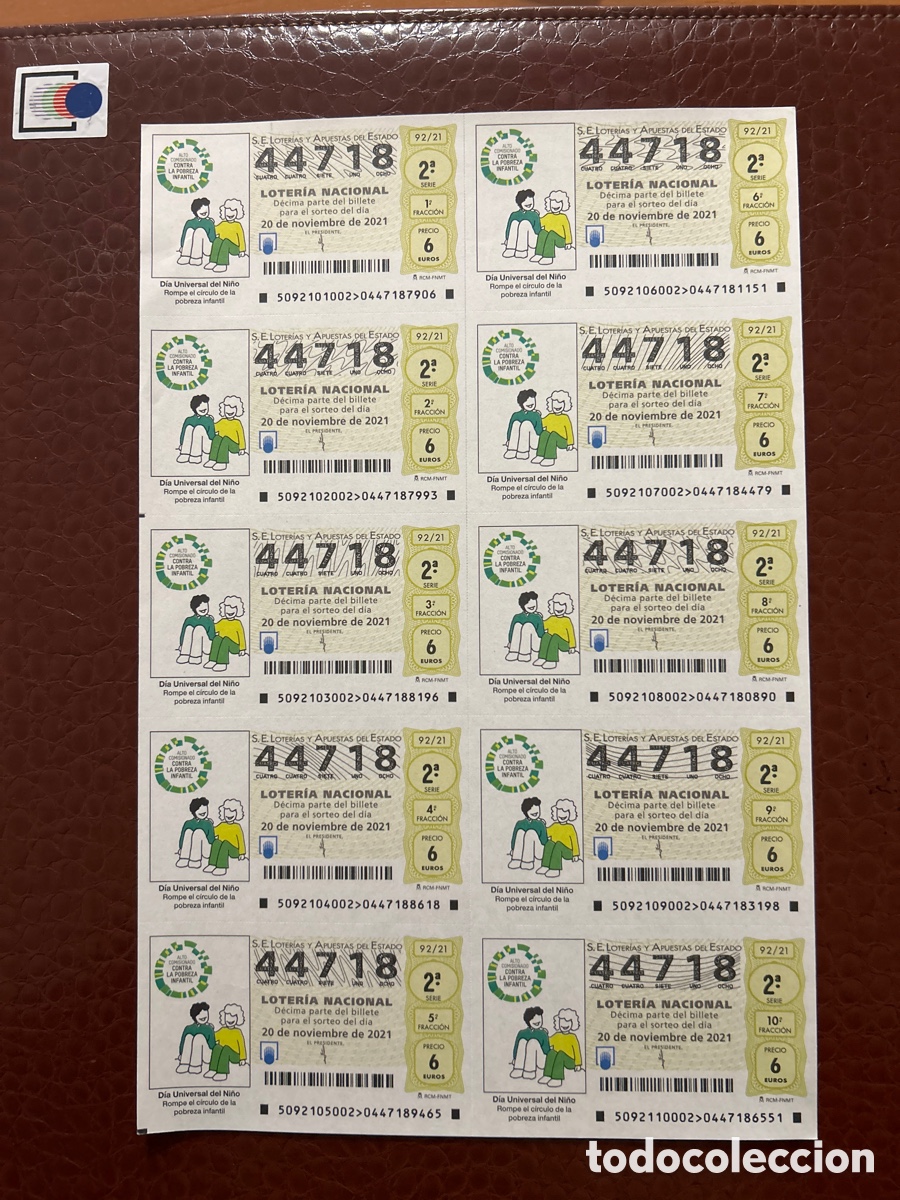 Nationale spanische Lotterie: Loteria A&ntilde;o 2021 Sorteo 92 Billete completo
